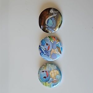 Pokémon Buttons Squirtle Evolution Line